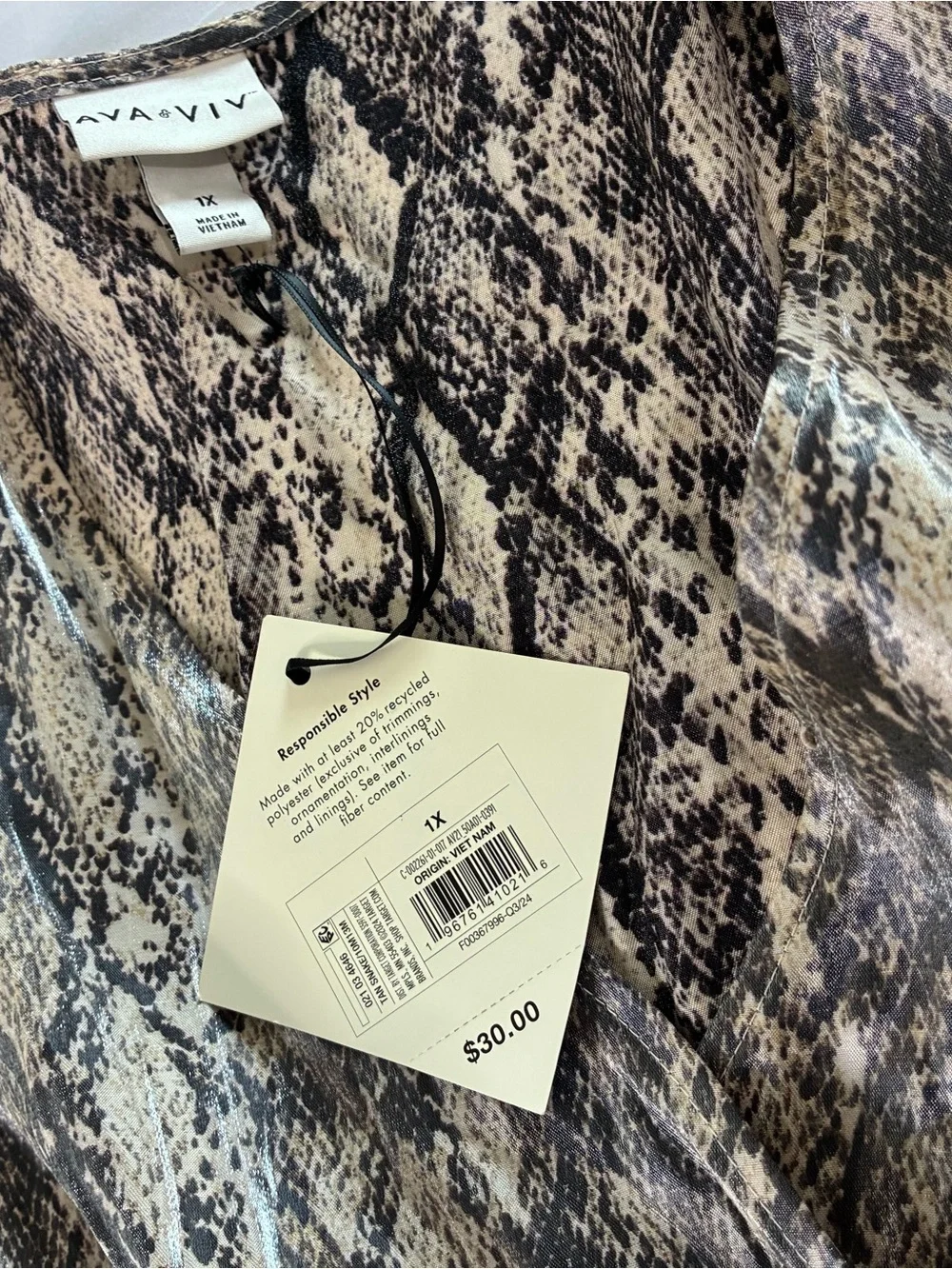 AVA& VIV $30 Snake Print Wrap Dress - Size 1X